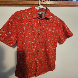Men's Denim & Flower Medium Ricky Singh Shirt Red Florals